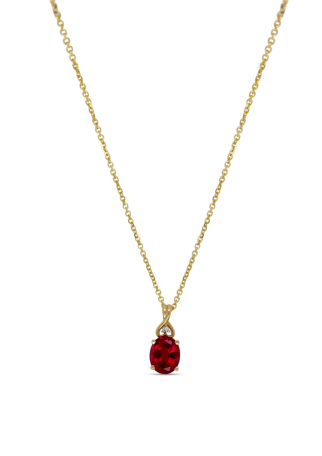 14K Yellow Gold 3.75 Carat Lab Grown Ruby And Diamond Necklace