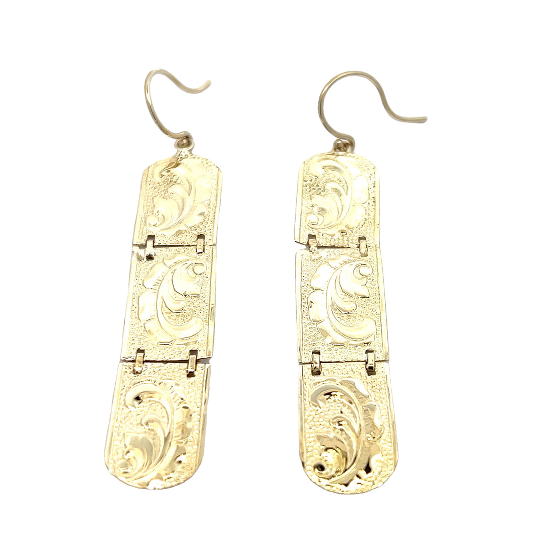 14K Yellow Gold Leaf Dangle Earrings