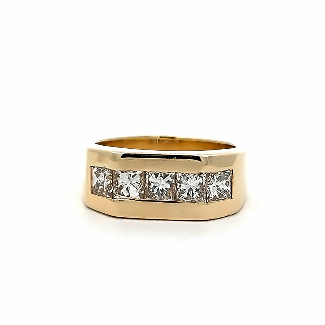 14K Yellow Gold 2.00 Carat Princess Cut Diamond Band