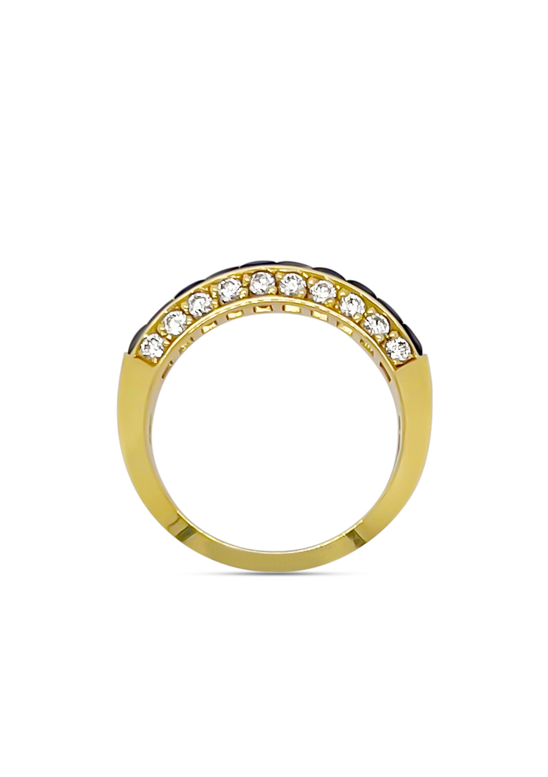 18K Yellow Gold Sapphire And Diamond Invisible Set Ring