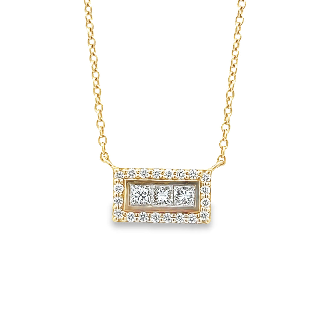 14K Yellow Gold 0.30 Carat Diamond Bar Necklace