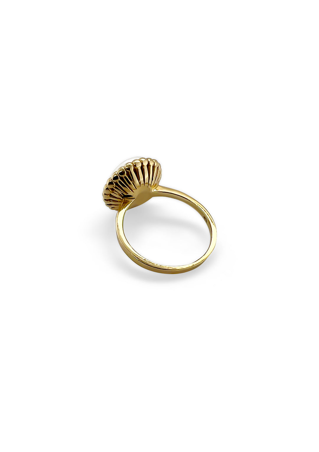 14K Yellow Gold Coin Pearl Ring