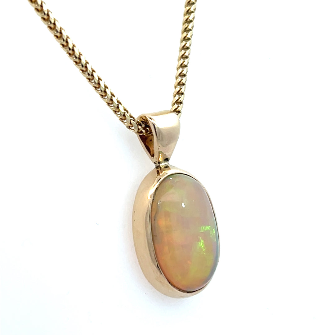 14K Yellow Gold 6.15 Carat Ethiopean Opal Necklace