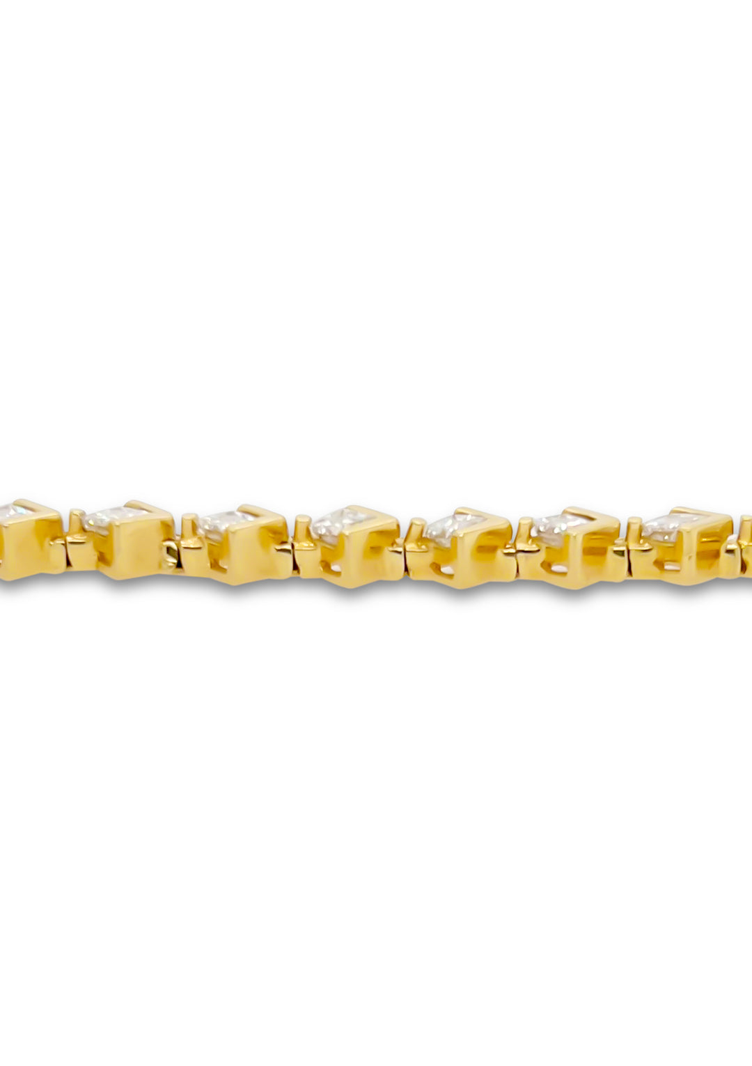 14K Yellow Gold 4.28 Carat Princess Cut Diamond Tennis Bracelet