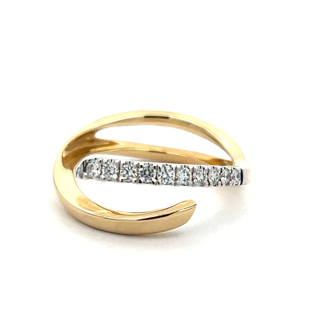 14K Yellow/White Gold 0.20 Carat Diamond Bypass Ring