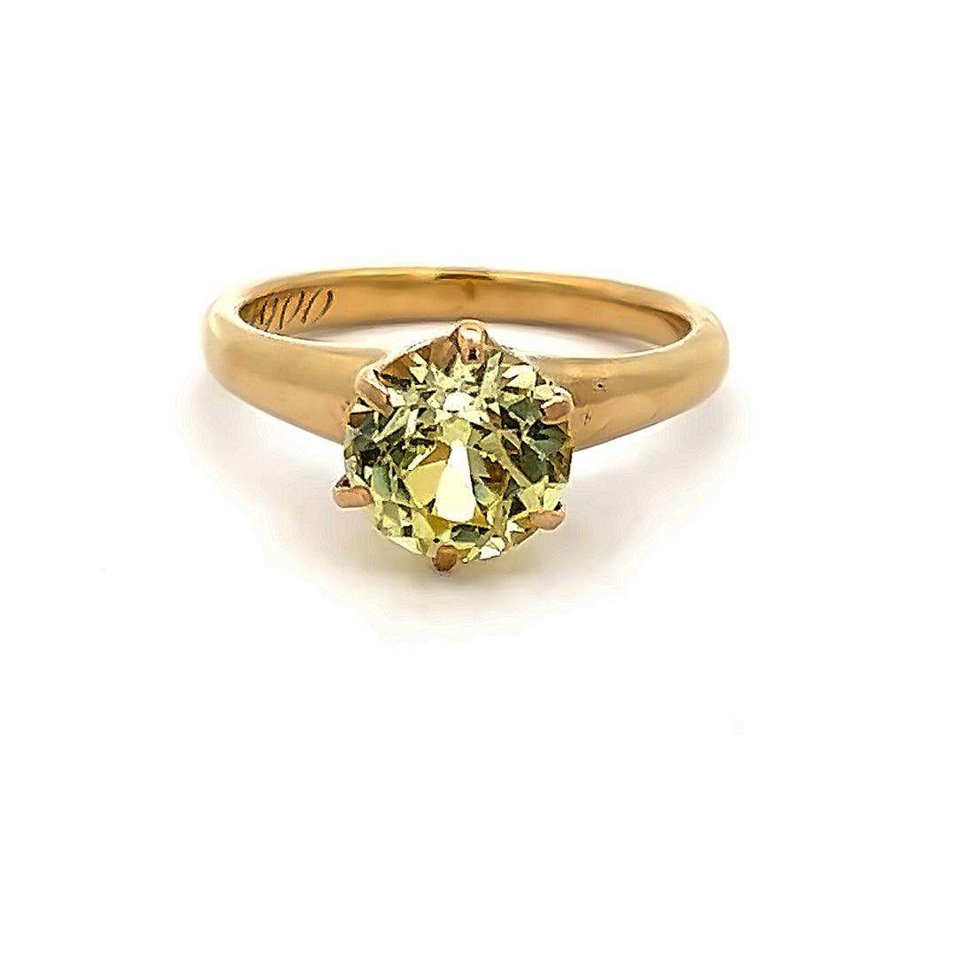 14K Yellow Gold Estate 2.00 Carat Synthetic Yellow Sapphire Ring