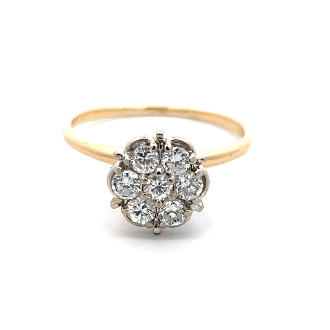 14K Yellow/White Gold 0.55 Carat Diamond Flower Ring