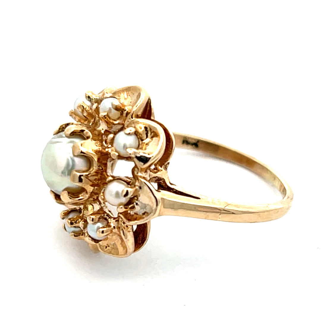 10K Yellow Gold Cultured Pearl Estate Ring